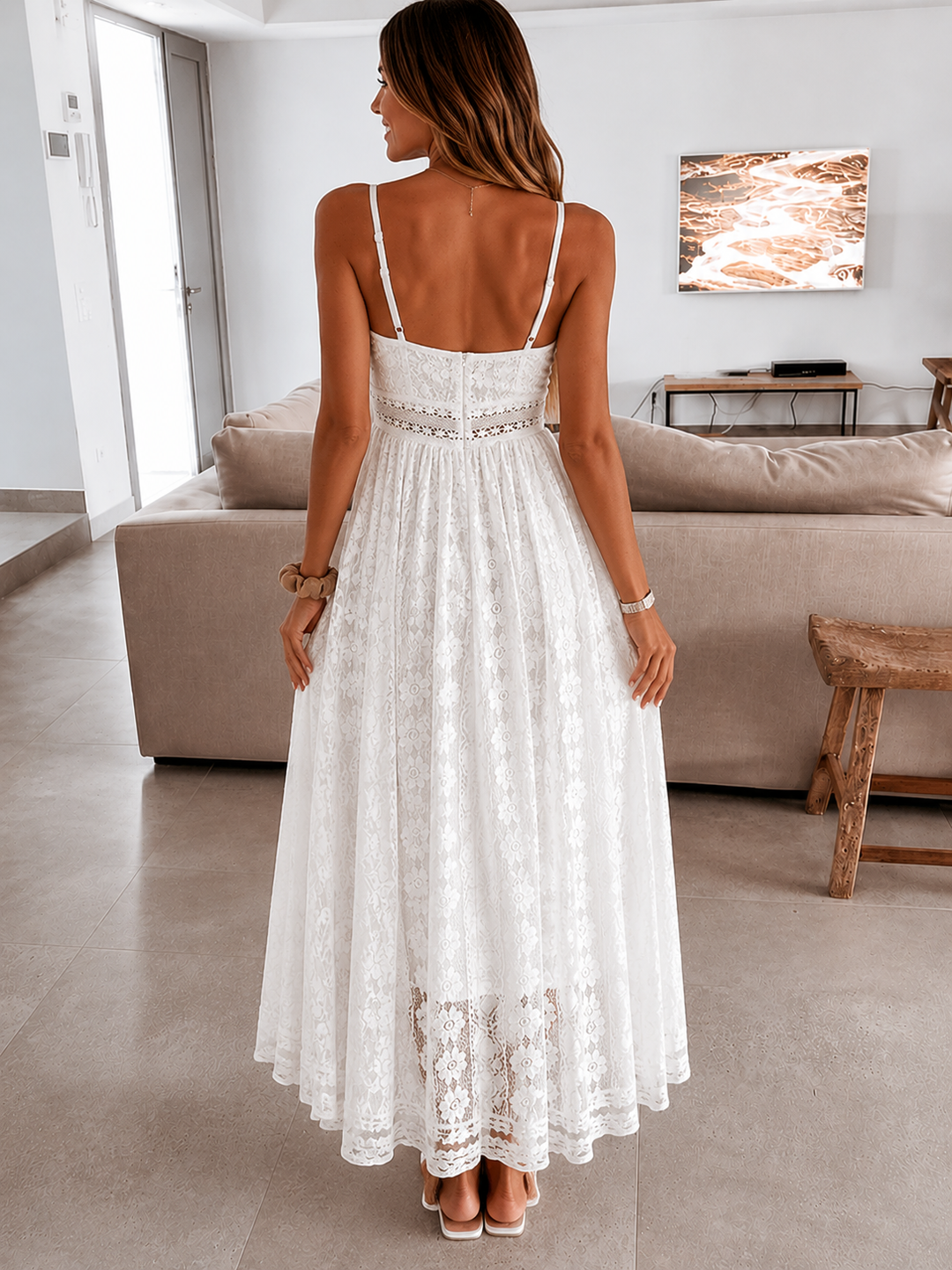 Bohemian Lace High-Low Maxi Dress
