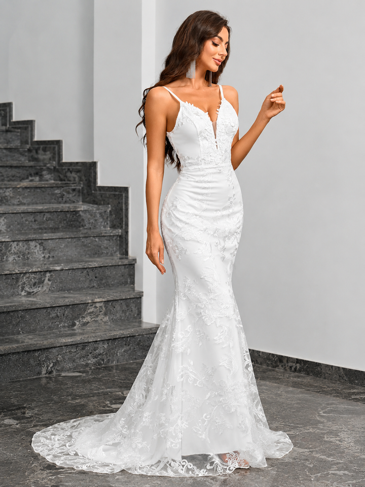 Embroidered Mermaid Evening Gown
