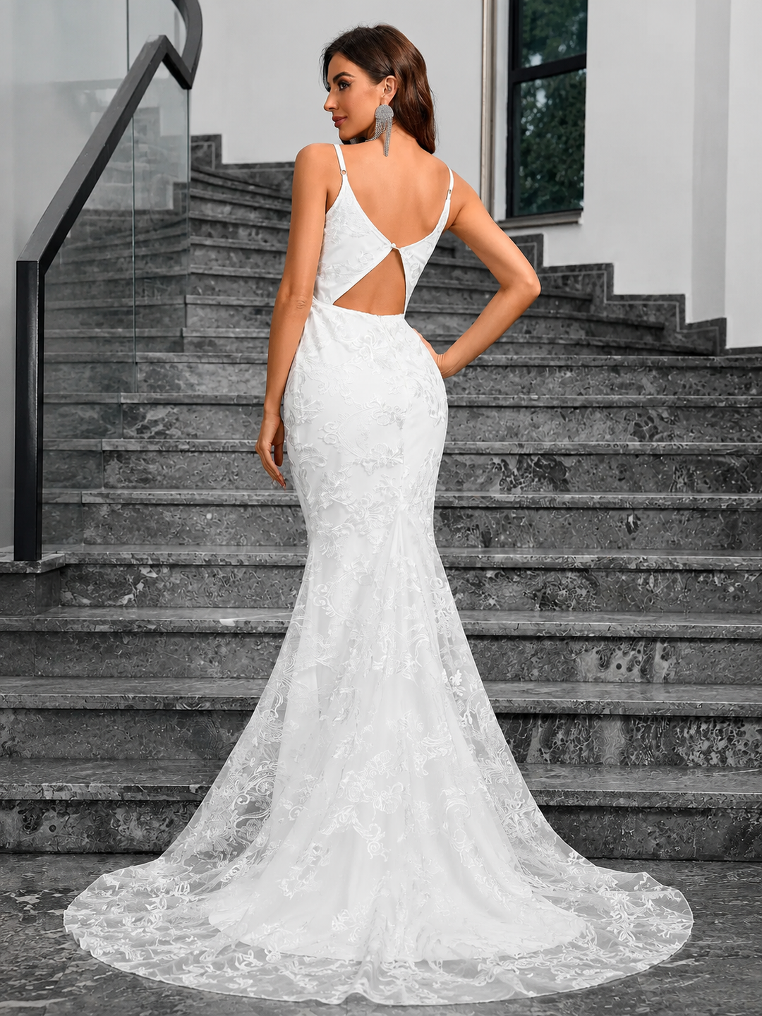 Embroidered Mermaid Evening Gown