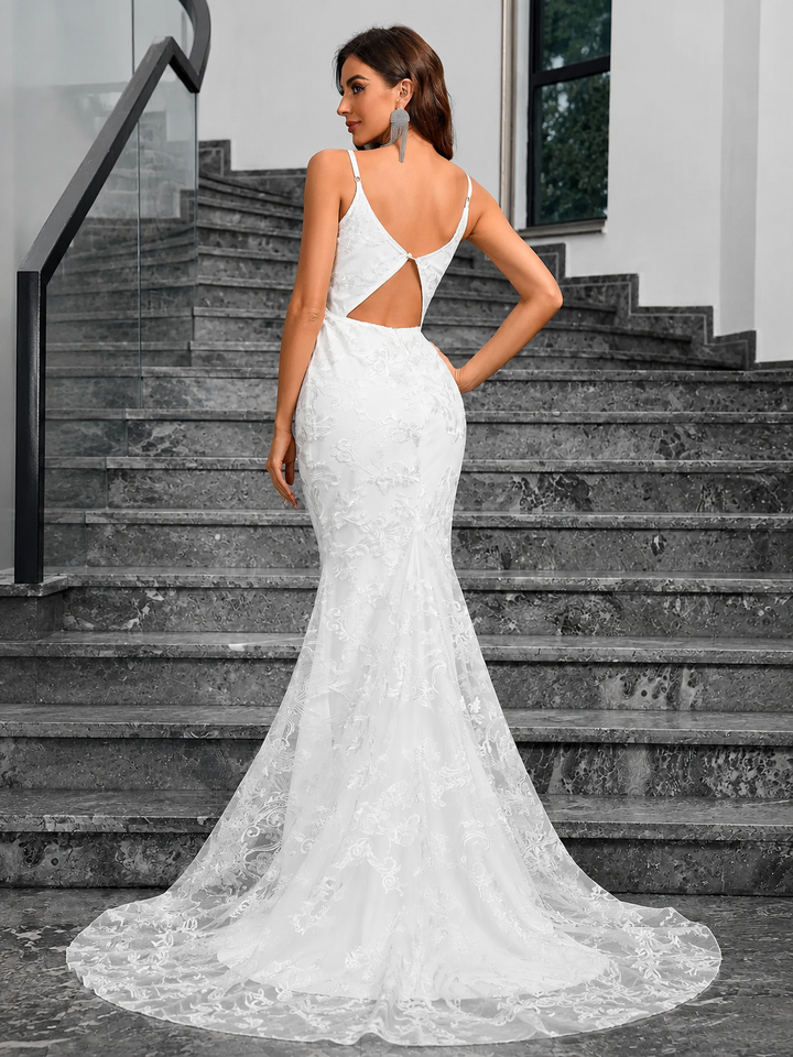 Embroidered Mermaid Evening Gown