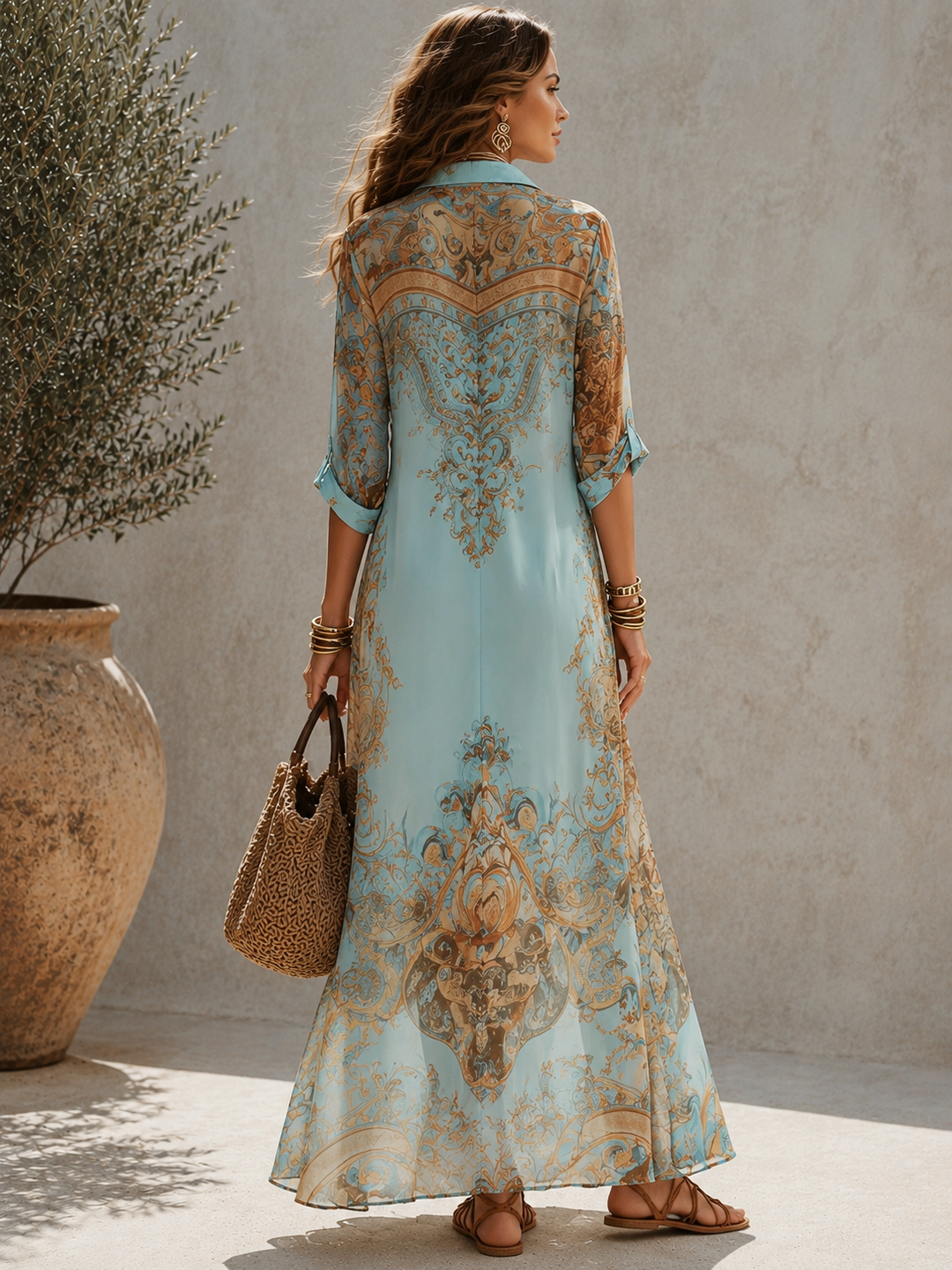 Capri Printed Shirt Maxi Dress