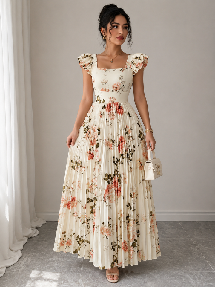 Floral Pleated Maxi Dress