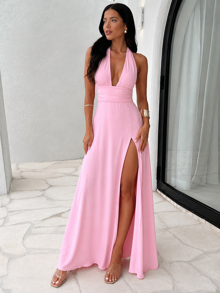 Backless Halter Maxi Dress