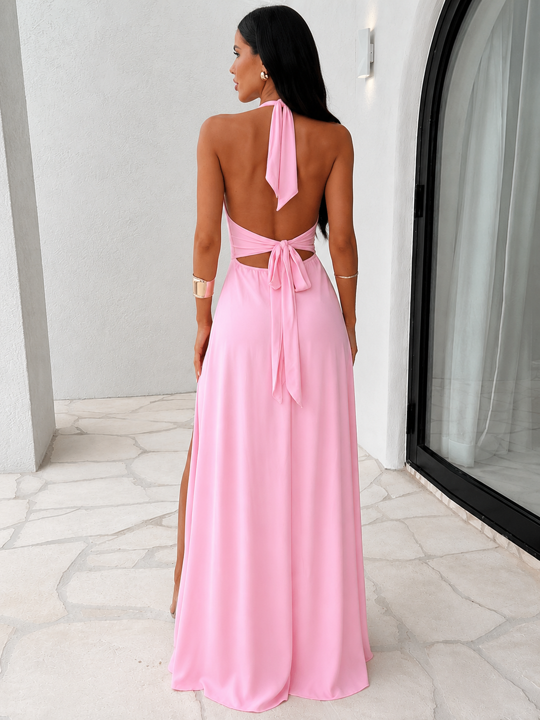 Backless Halter Maxi Dress