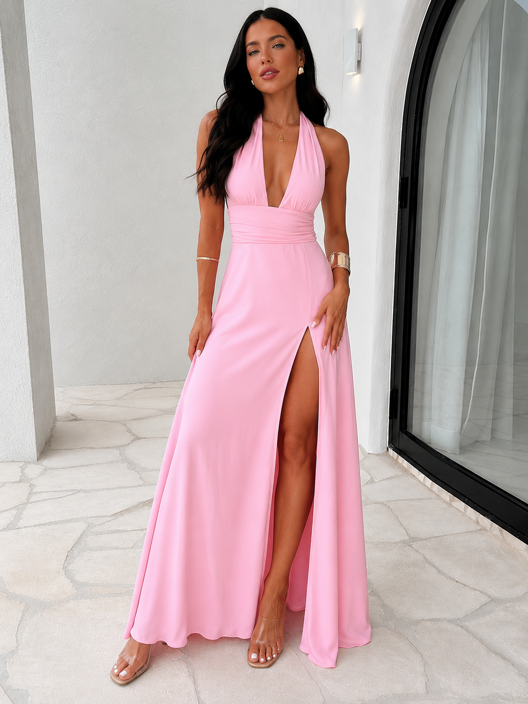 Backless Halter Maxi Dress