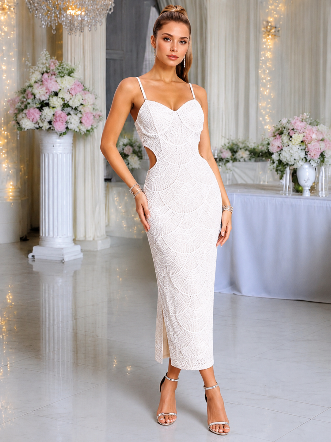Sequin Cut-Out Maxi Dress