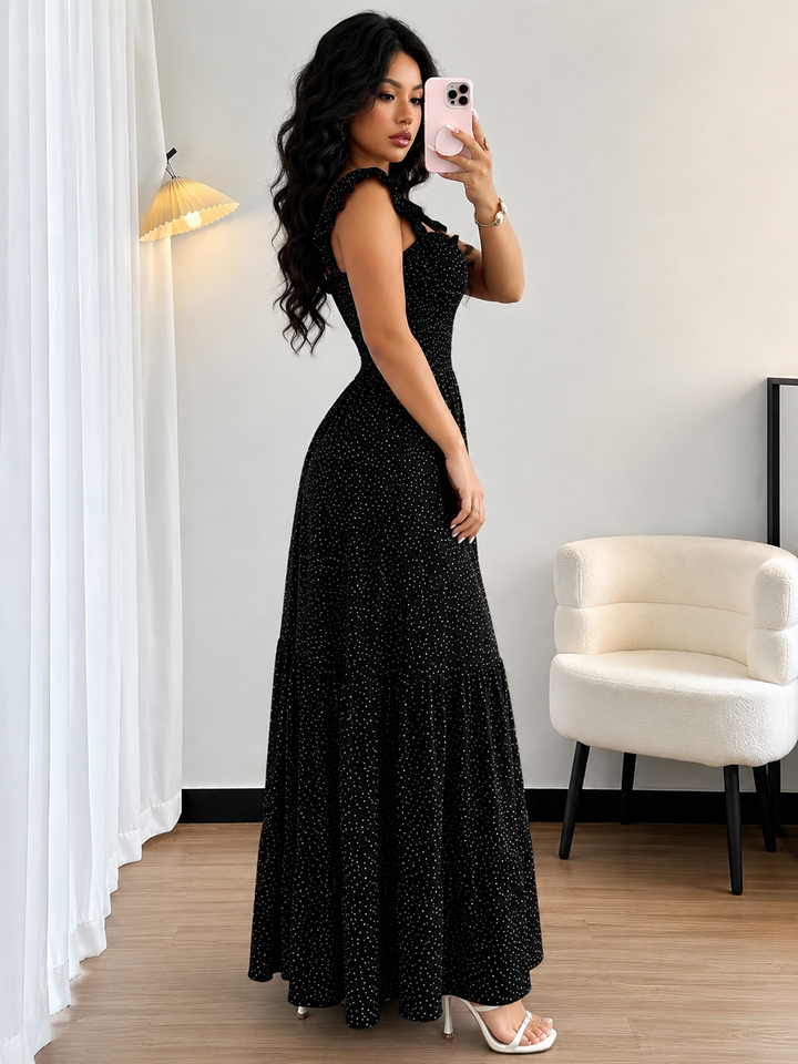 Polka Dot Tie-Back Maxi Dress
