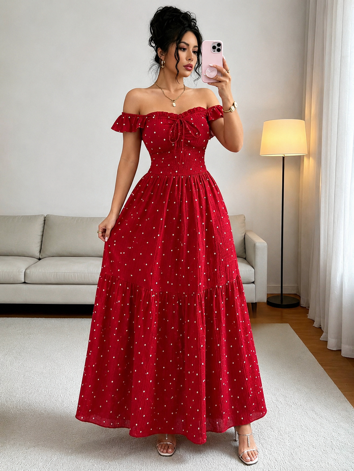 Polka Dot Tie-Back Maxi Dress