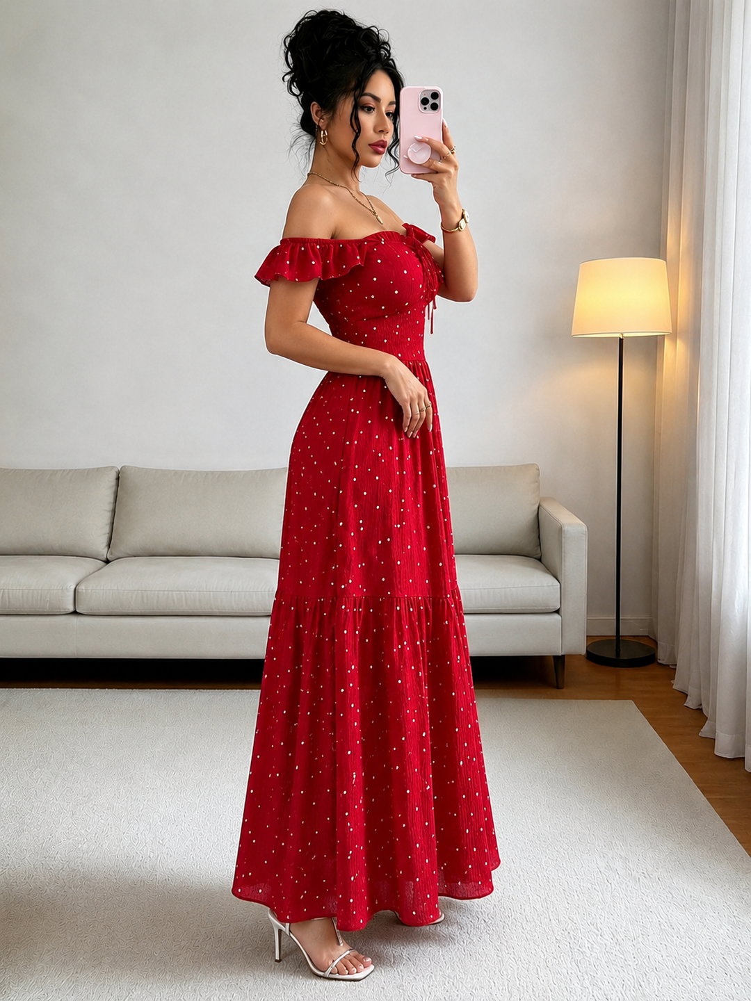 Polka Dot Tie-Back Maxi Dress