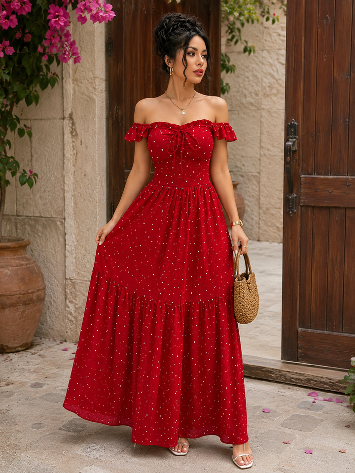 Polka Dot Tie-Back Maxi Dress