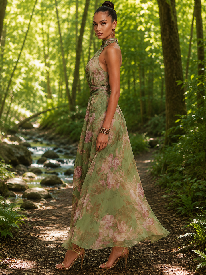 Floral Mesh Bodycon Maxi Dress