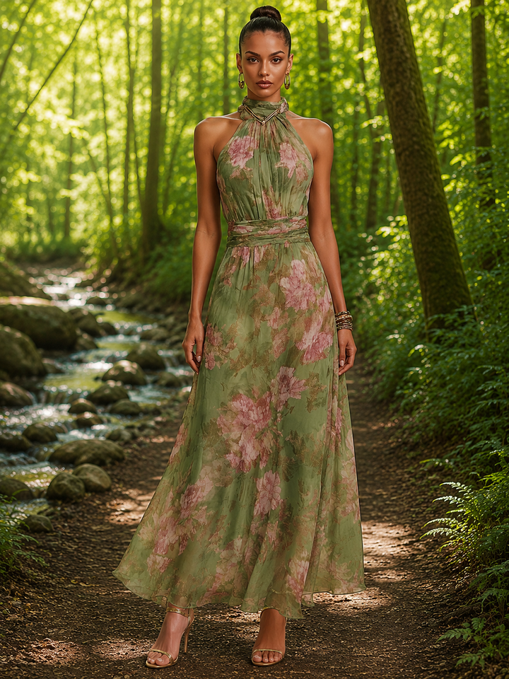 Floral Mesh Bodycon Maxi Dress
