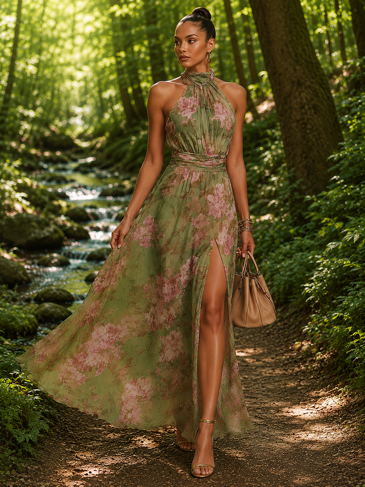 Floral Mesh Bodycon Maxi Dress