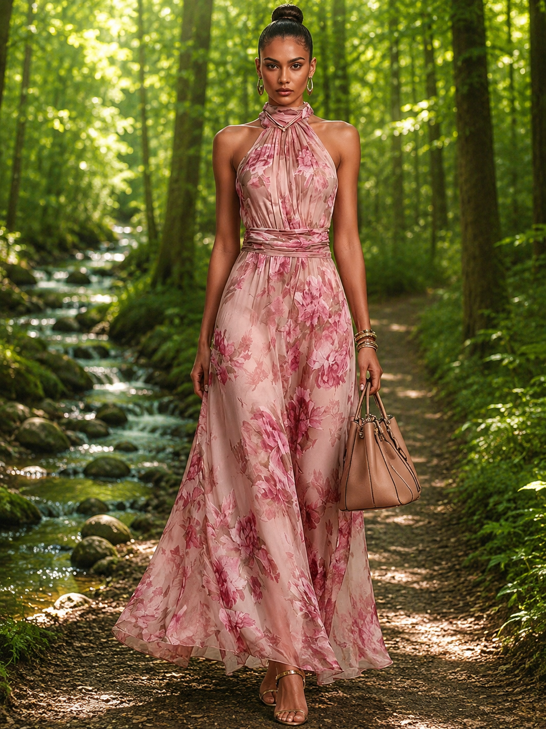 Floral Mesh Bodycon Maxi Dress