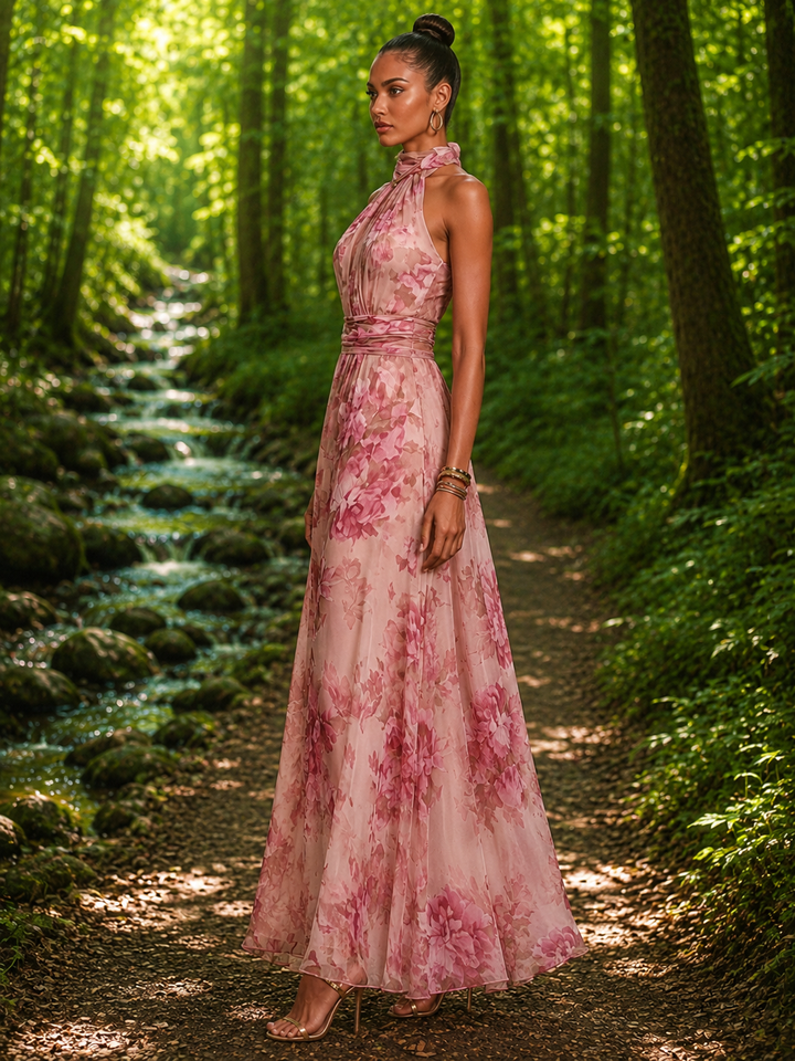 Floral Mesh Bodycon Maxi Dress