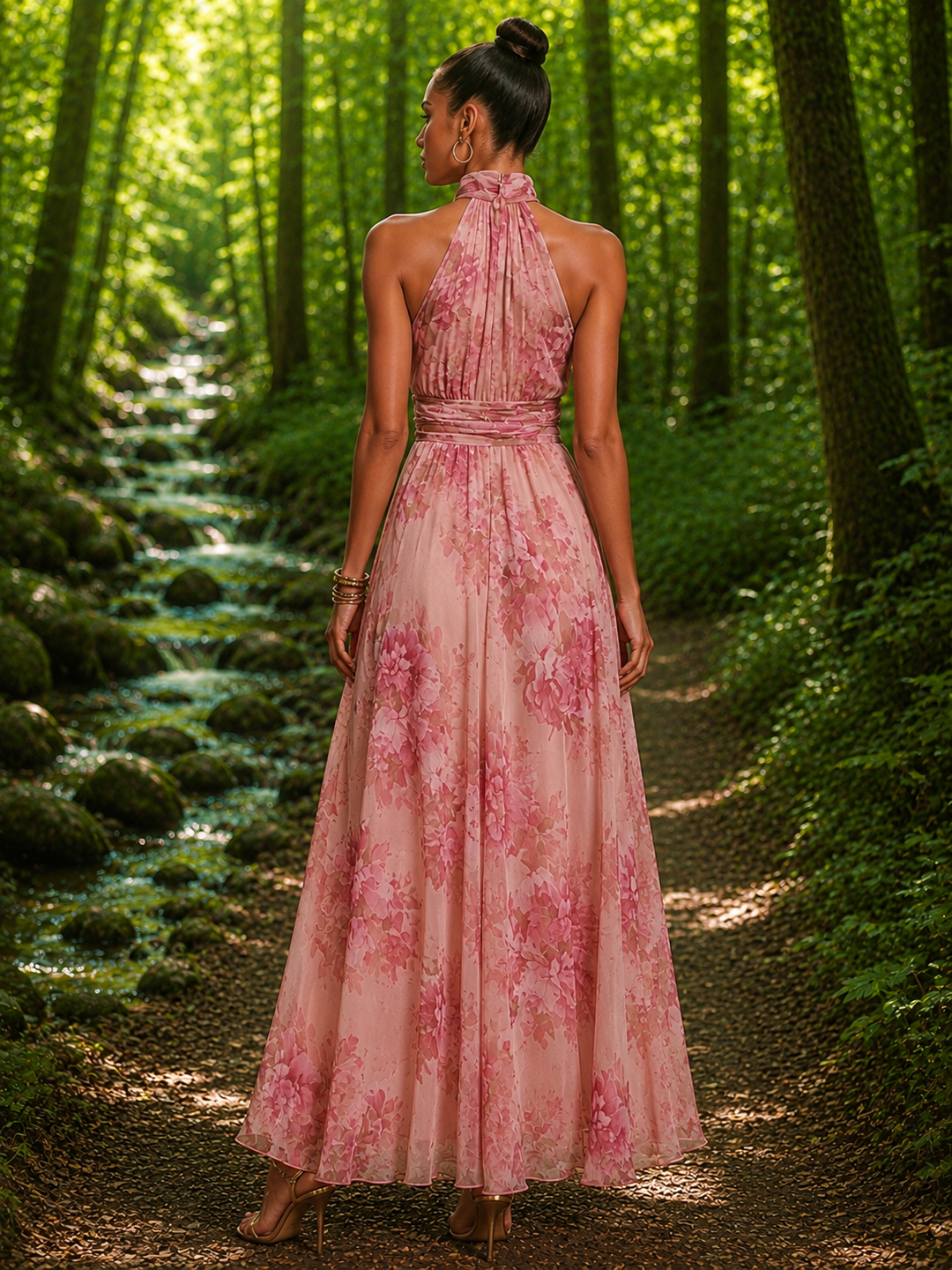 Floral Mesh Bodycon Maxi Dress