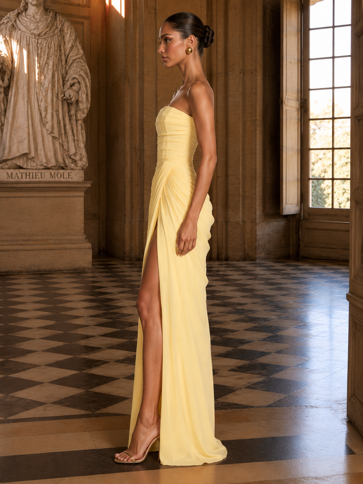 Ruched Off-Shoulder Maxi Dress