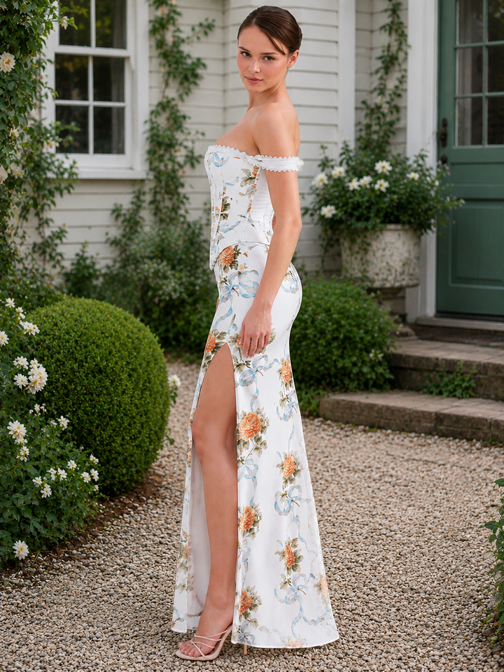 Floral Bodycon Corset Maxi Dress