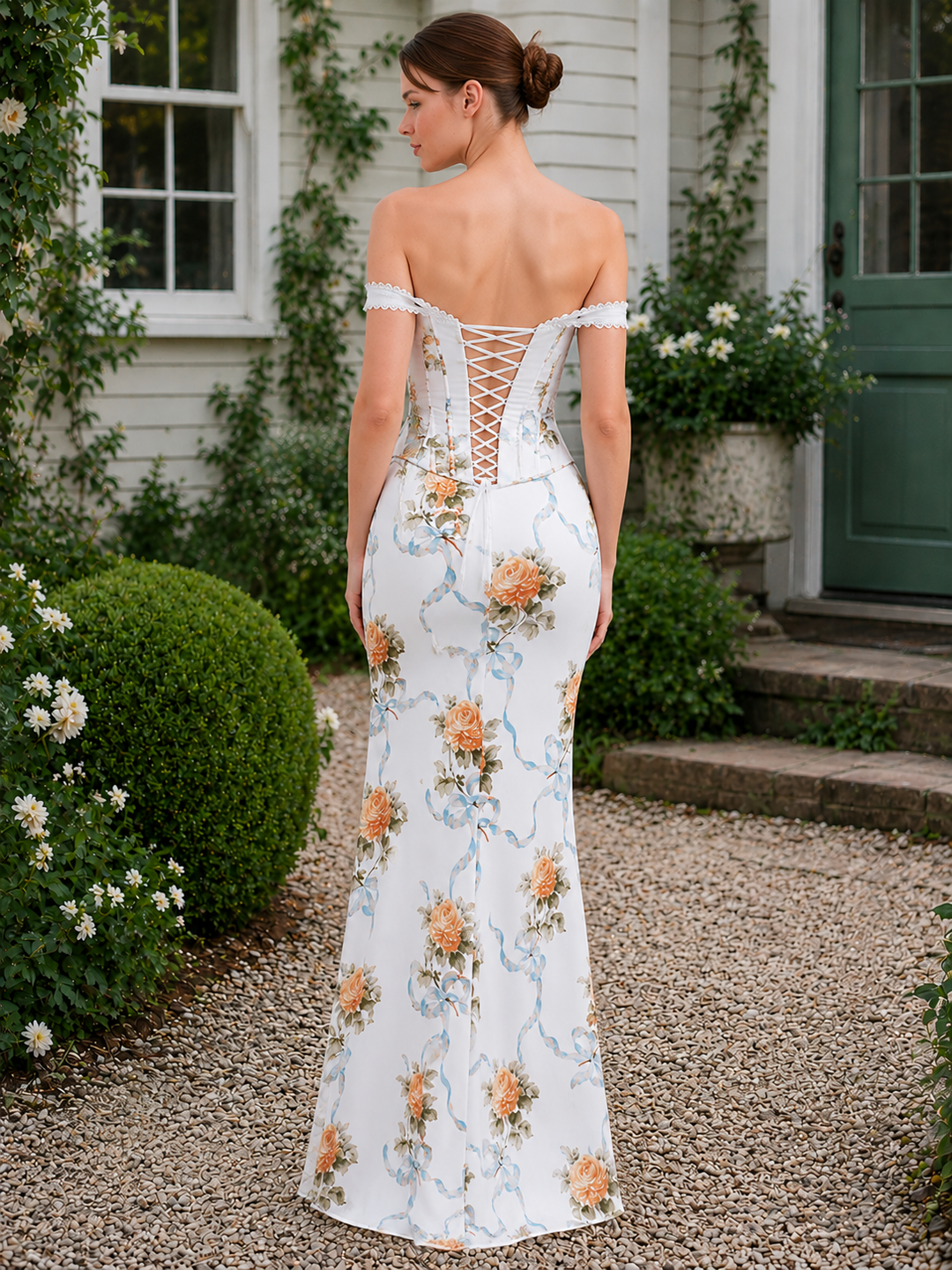 Floral Bodycon Corset Maxi Dress