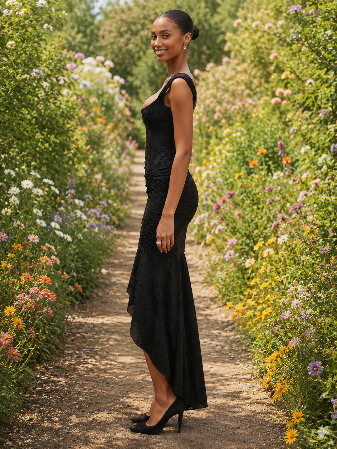 Fishbone Backless Bodycon Maxi Dress
