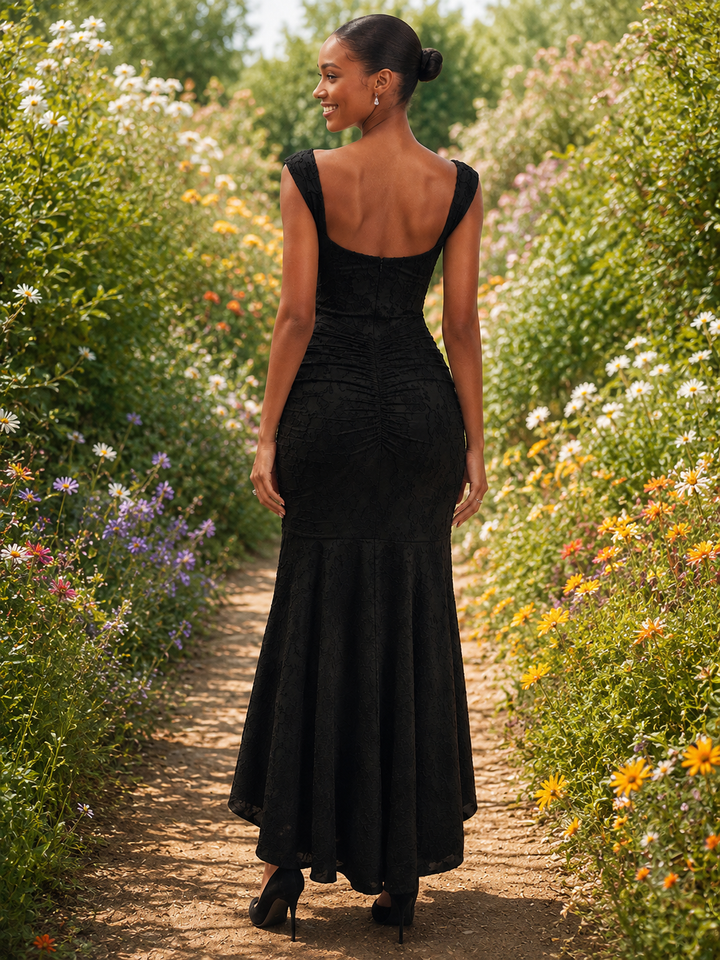 Fishbone Backless Bodycon Maxi Dress