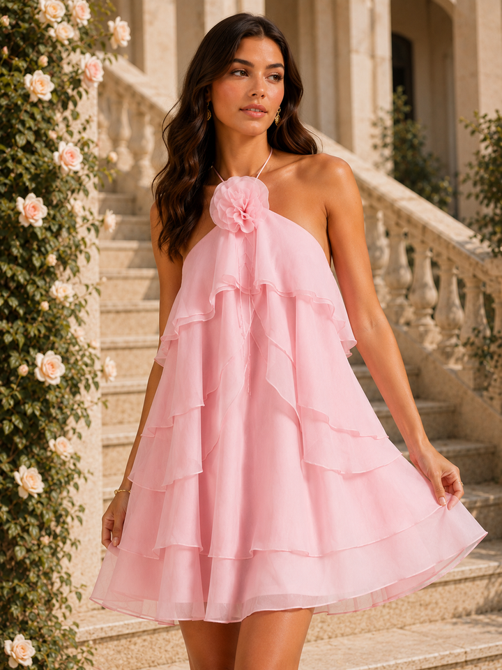 Rosette Layered Mini Dress