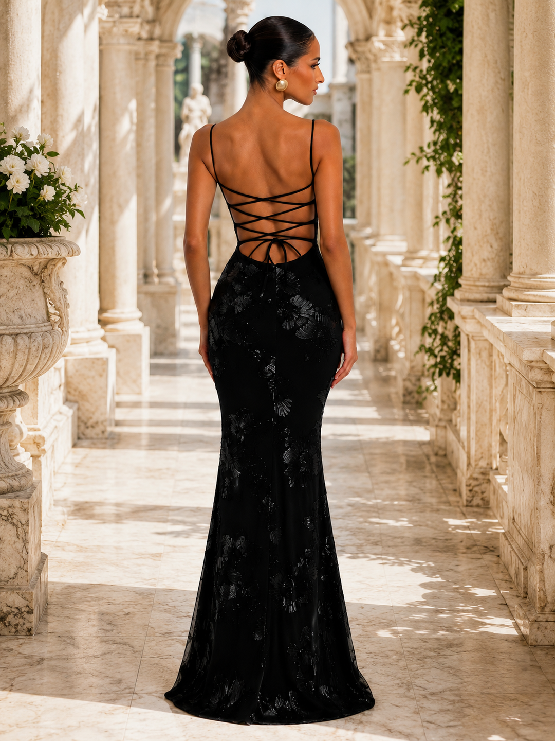 French Floral Strapless Dress