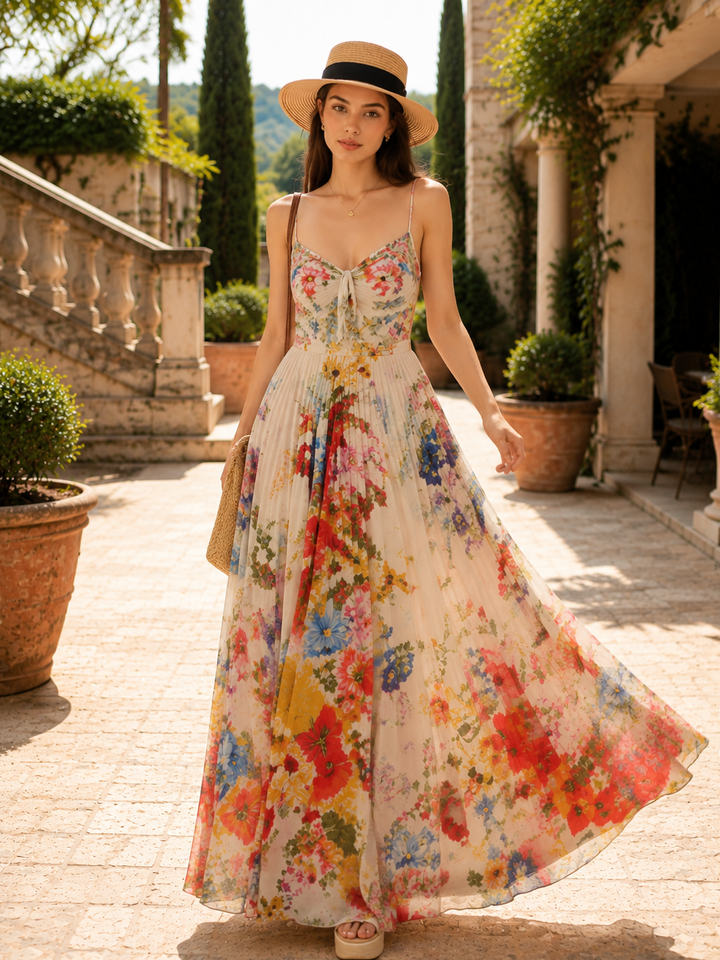 Floral Backless Maxi Dress