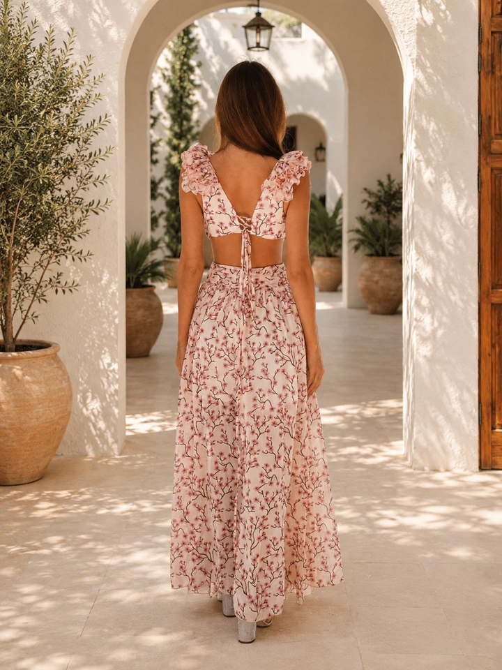 Floral Cut-Out Maxi Dress