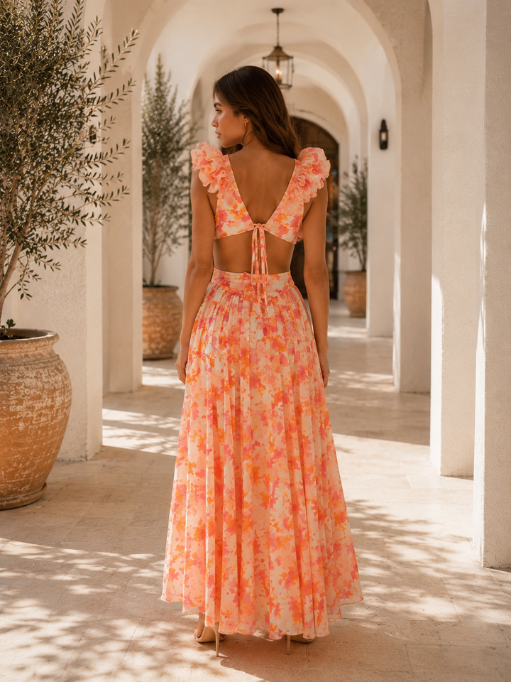 Floral Cut-Out Maxi Dress