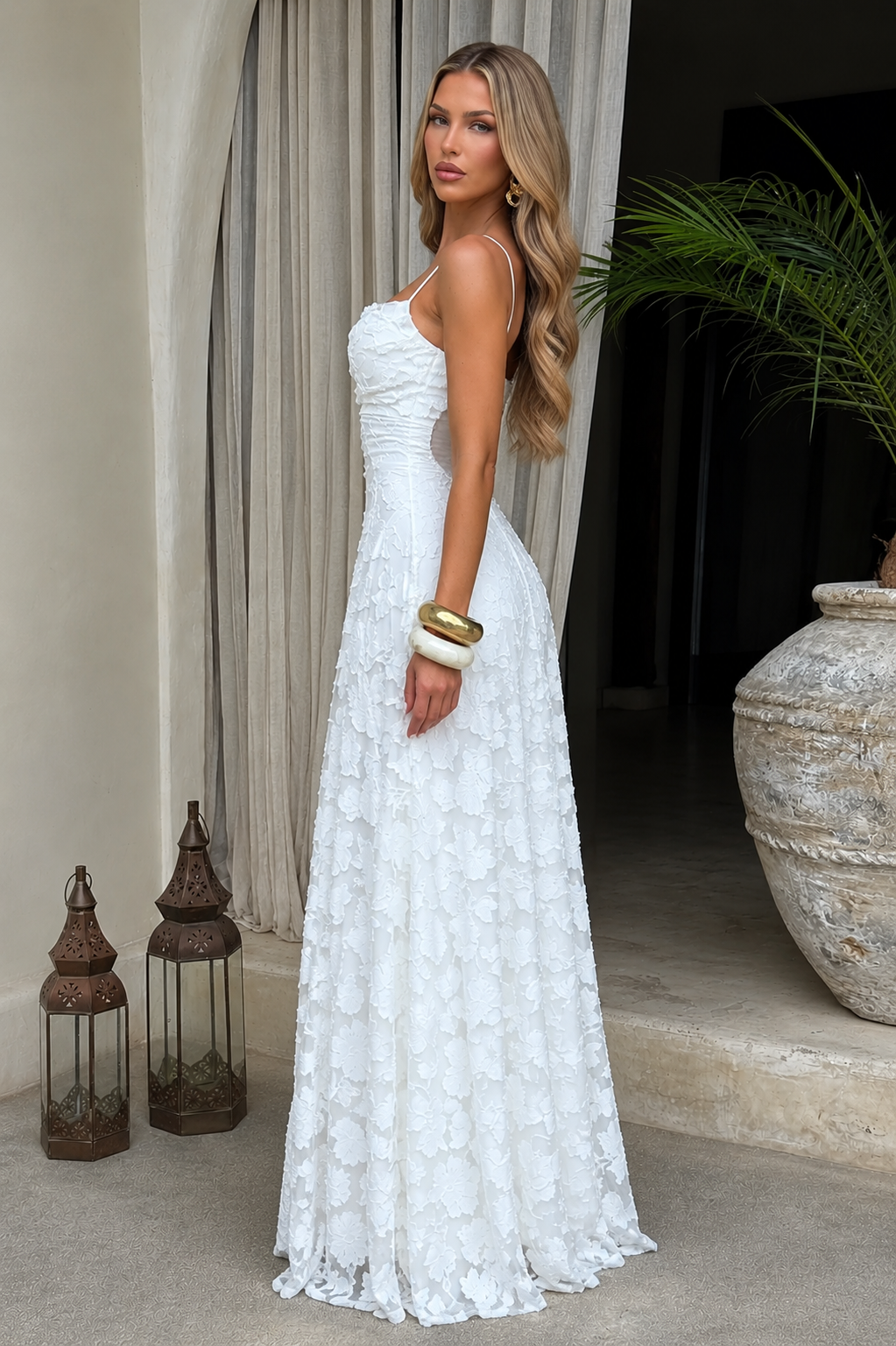 Floral Textured Maxi Dress