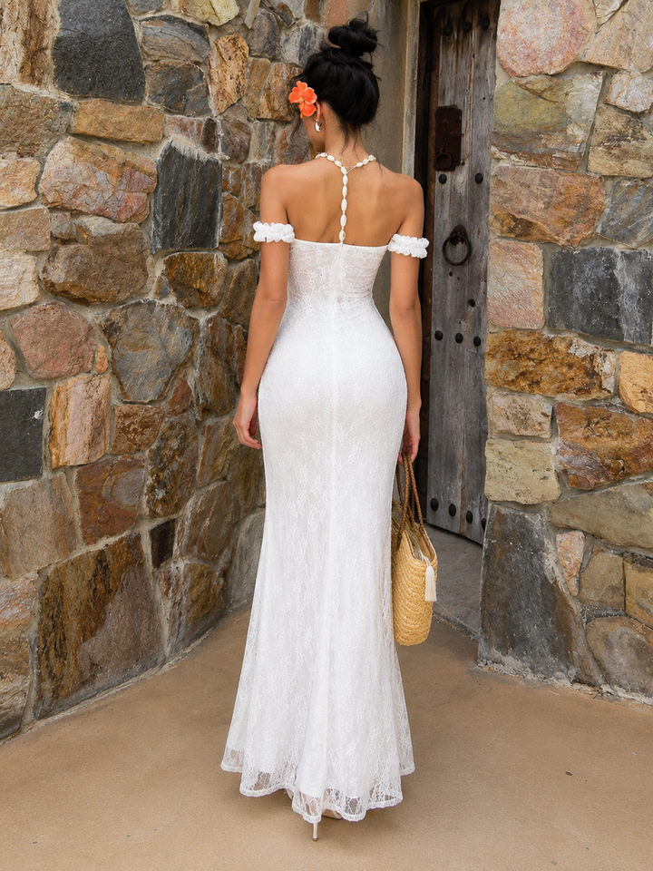Elegant Off Shoulder Lace Maxi Dress for Effortless Charm