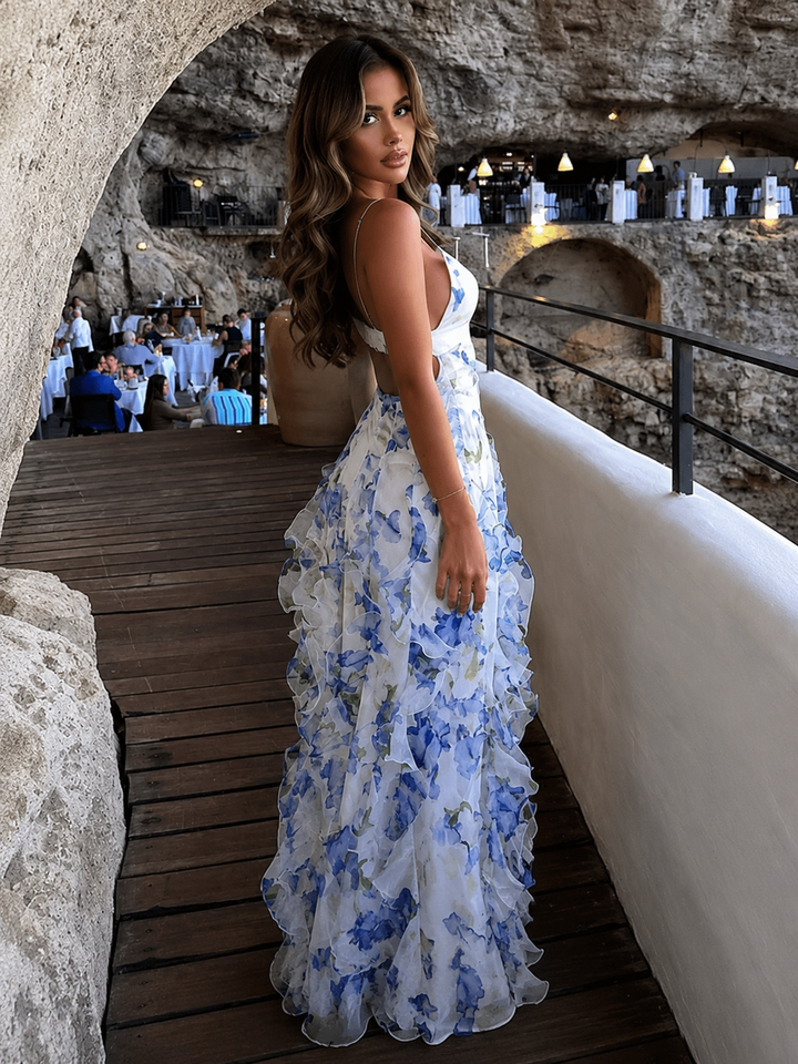 Charming Floral Maxi Dress with Ruffles for Effortless Elegance