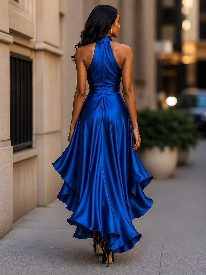 Satin Ruffle Maxi Dress