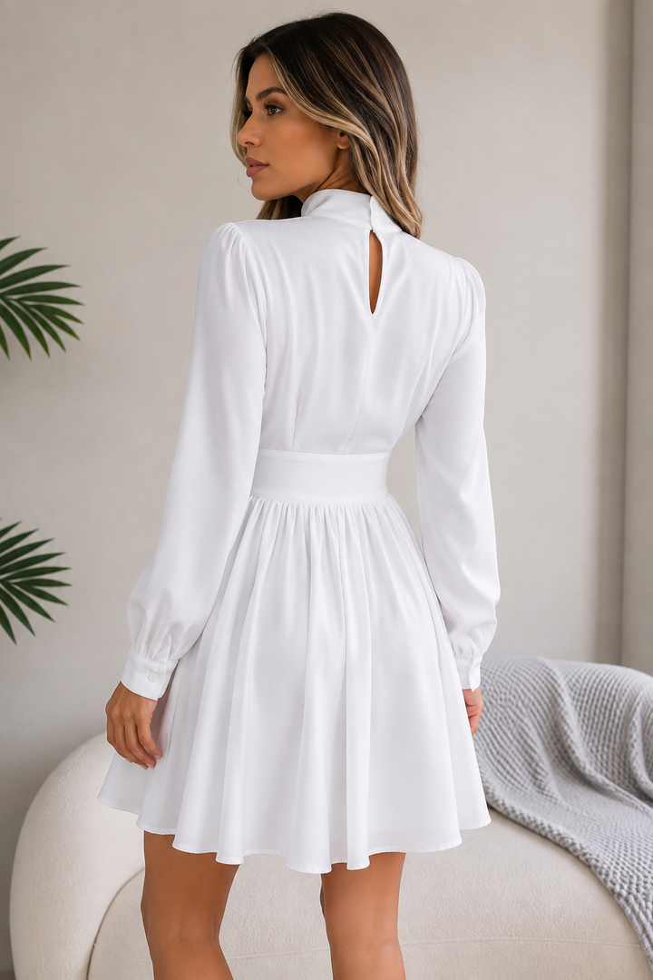 Cutout Mock Turtleneck A-Line Mini Dress