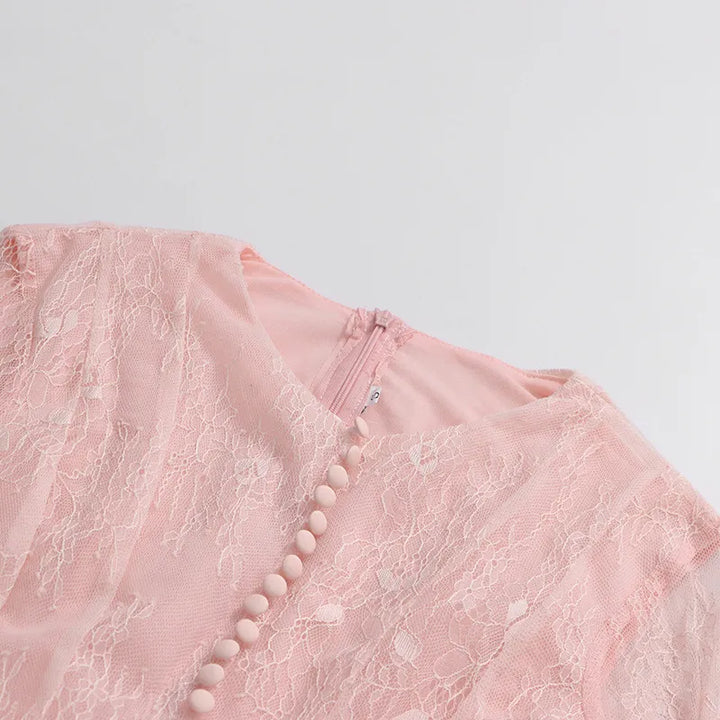 Blush Lace Skater Mini Dress